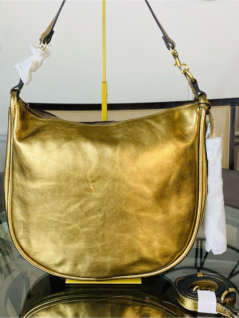 Patricia Nash Chiavari Convertible Hobo Gold Leather Shoulder Crossbody Bag NWT - Picture 5 of 13